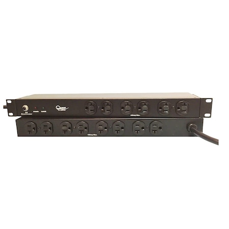 Quest Mfg Power Strip, Surge, Rack Mounted, 5-20R, 5-20P, 6 ft., Black HPS-E14